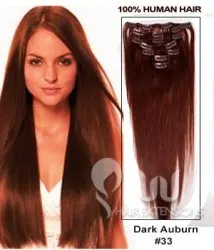 20 inch Dark Auburn (#33) Clip in Hair Extensions 220g/12pcs 20 inch Dark Auburn (#33) Clip in Hair Extensions 220g/12pcs