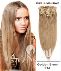 20 inch Golden Brown(#12) Clip in Hair Extensions 220g/12pcs 20 inch Golden Brown(#12) Clip in Hair Extensions 220g/12pcs