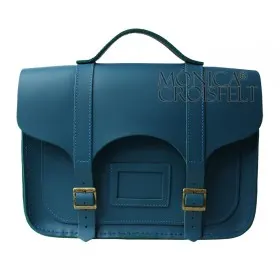 Bolsa Croisfelt Satchel, Azul Petróleo, Couro Legítimo, 13''