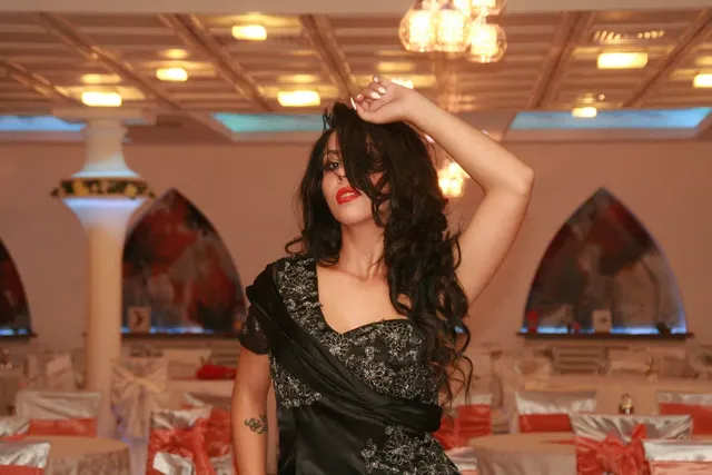 Heart-shaped Hollow Black Dress