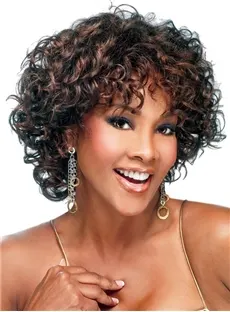 Hot Sale Graceful Hairstyle Natural Short Curly about 10 Inches Dark Brown Wig