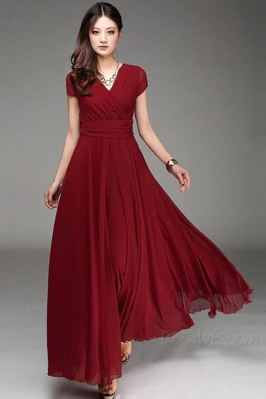 Dresswe.com SUPPLIES Colorful Summer Modern V-Neck Long Maxi Dress 11Colors  Maxi Dresses (4)