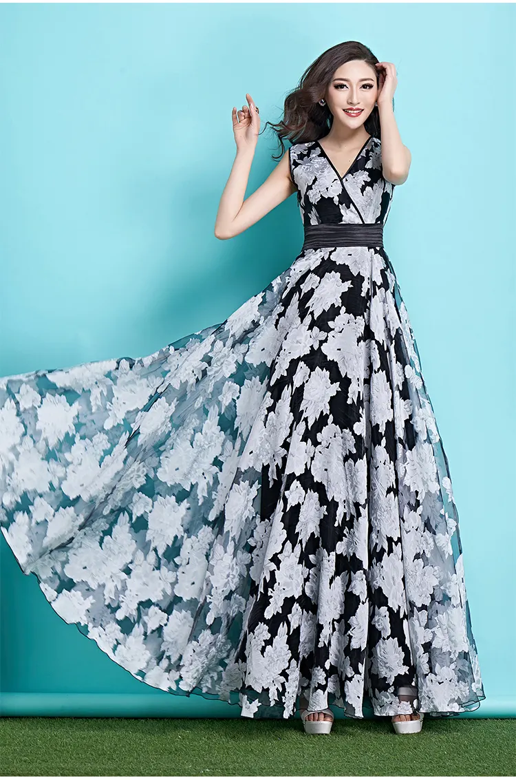 Dresswe.com SUPPLIES Fancy Summer Floral Printing Beach Maxi Dress Maxi Dresses (2)