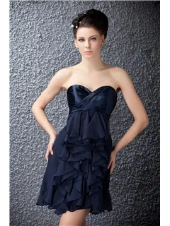 Brilliant A-Line Sweetheart Mini/Short-Length Tiered Ruffles Polina's Prom/Cocktail Dress