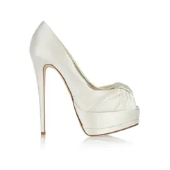 Goregeous Satin White Stiletto Heeles Open toe Prom Shoes