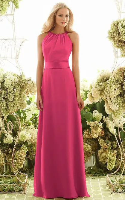 Floor-length Natural A-line Jewel Sleeveless Bridesmaid Dresses_1