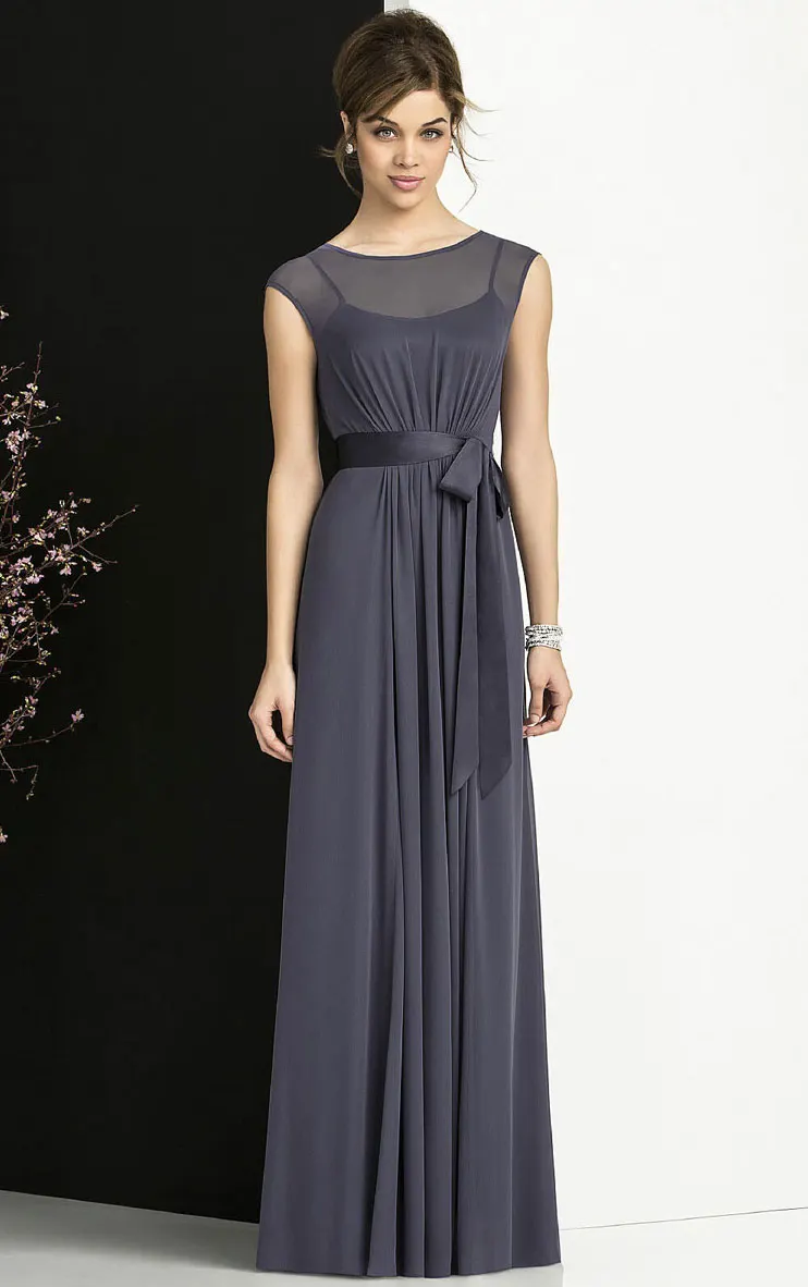 A-line Empire Chiffon Floor-length Bateau Bridesmaid Dresses_1