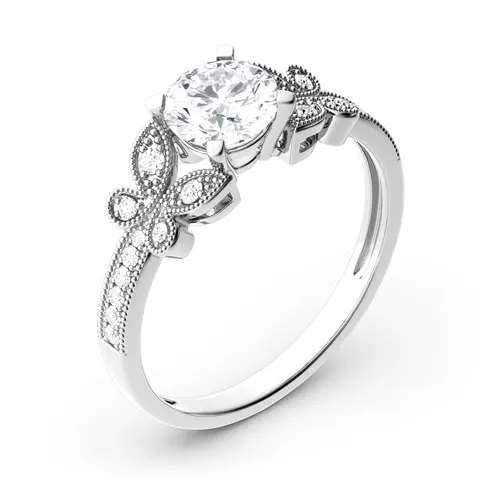 Jeulia Moissanite Round Cut Butterfly Gold Ring