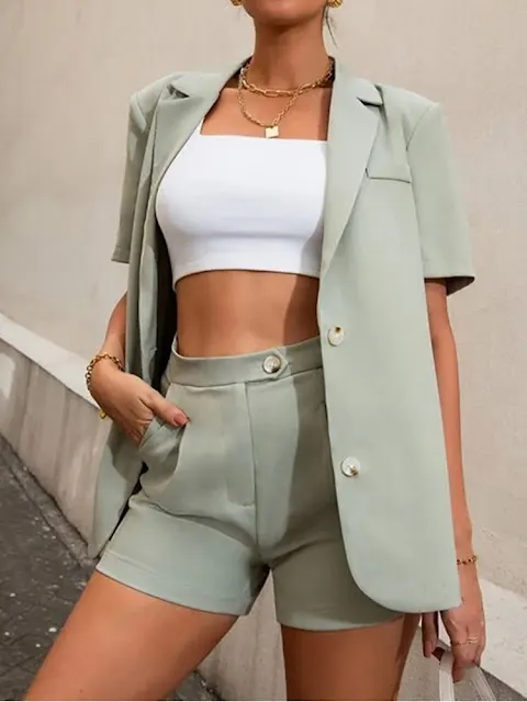 Fashion Casual Pure Color High Waist Suit