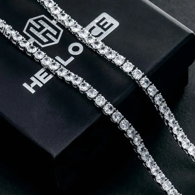 Helloice 5mm Tennis Necklace in White Gold